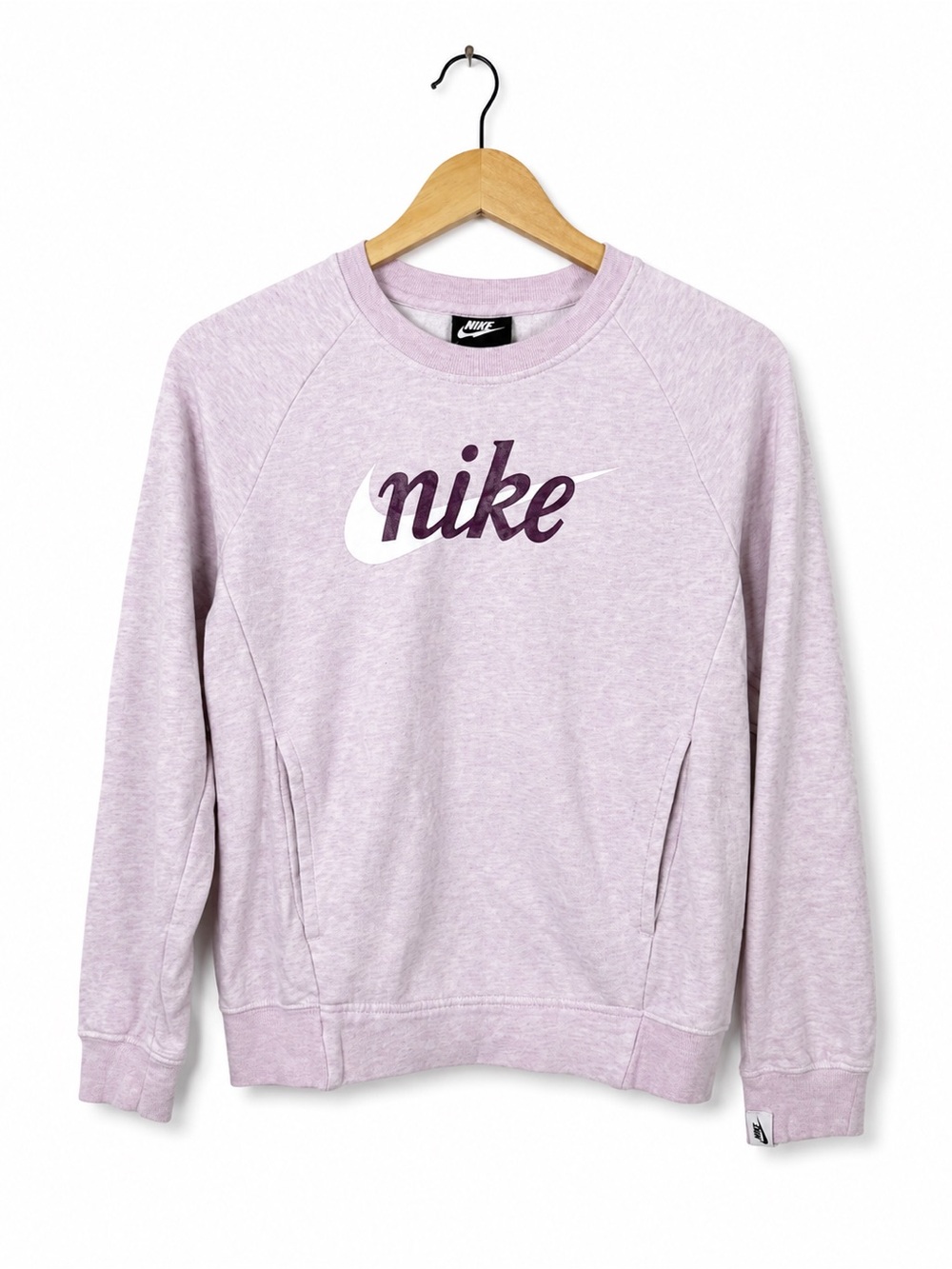 Nike Sportswear Pink Crewneck Sweatshirt Logo Pocket Pullover Women’s L
